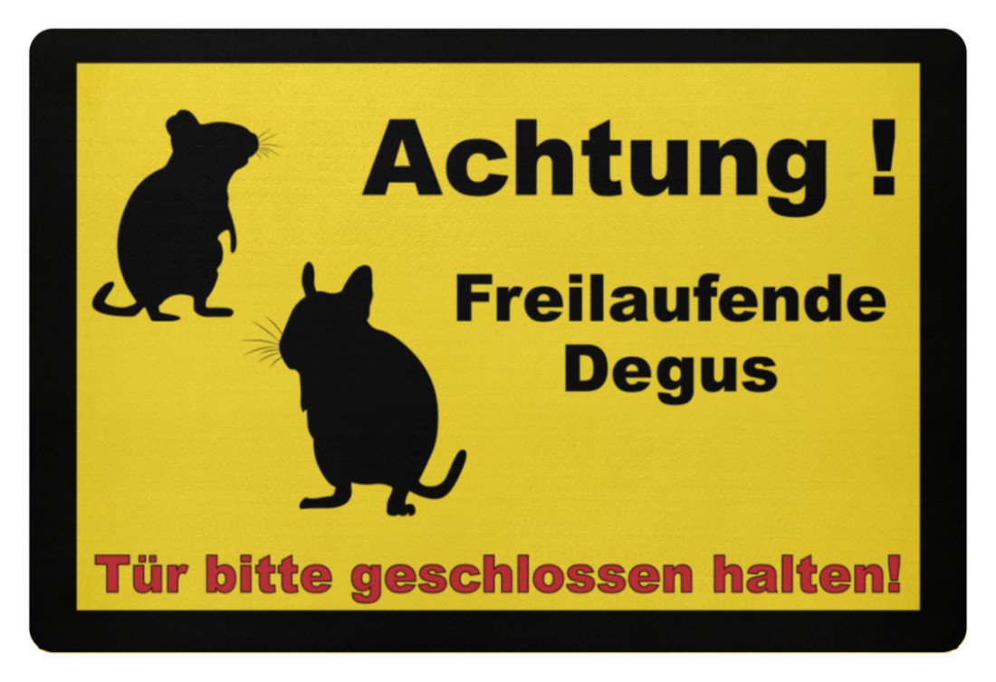 Achtung Degus! | Lustiger Degu Spruch | Fußmatte in Kelly Green in Größe 60x40cm
