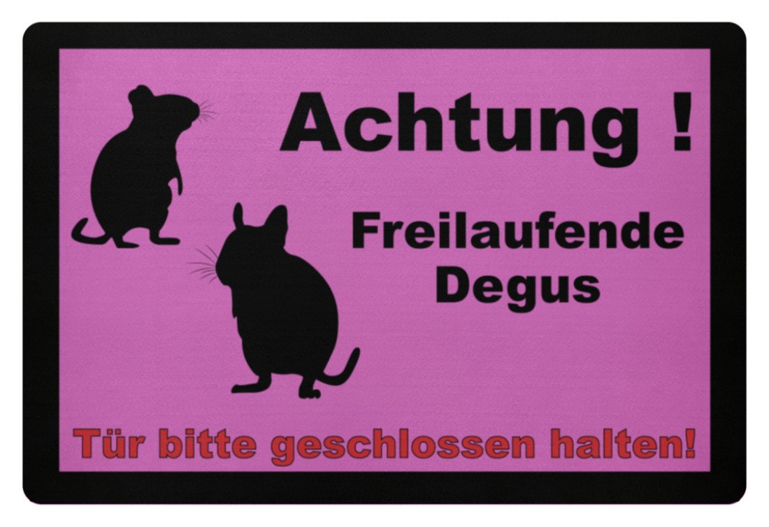 Zeigt achtung degus schoner spruch lustiges degu motiv geschenkidee fussmatte in Farbe Mausgrau