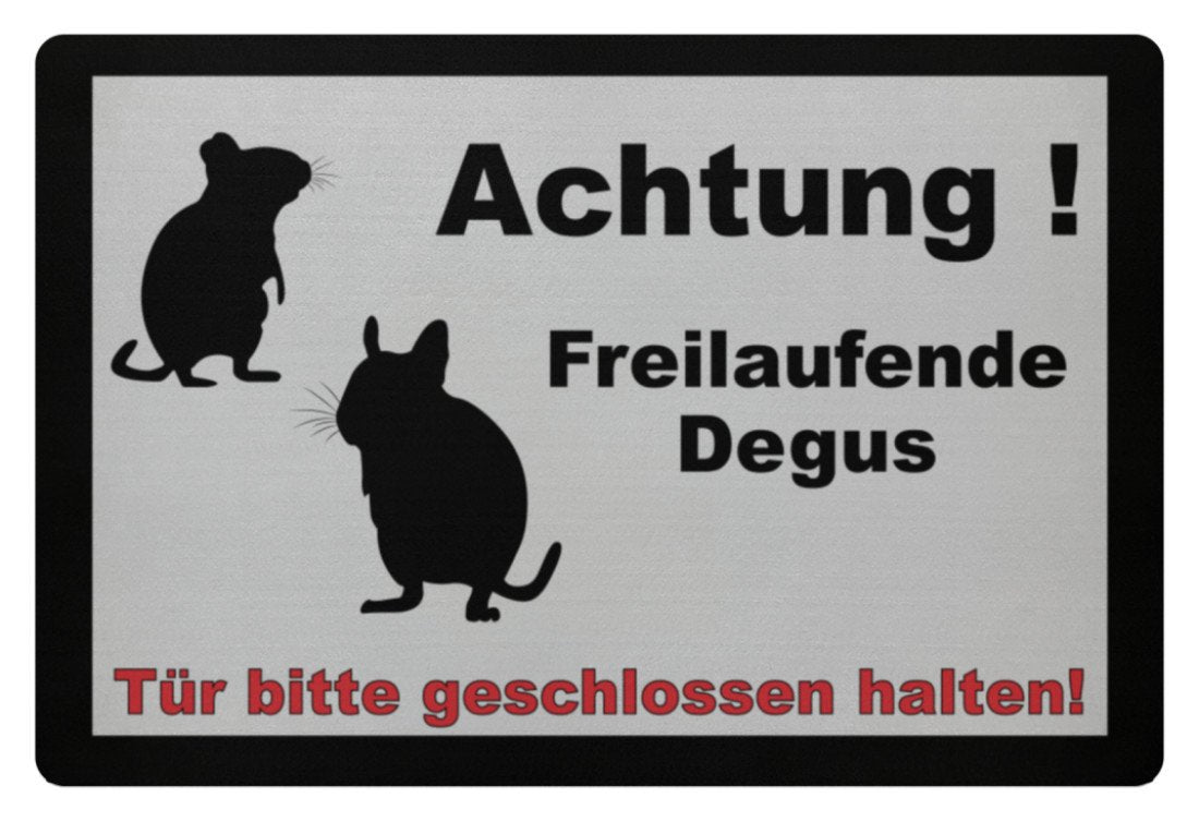 Zeigt achtung degus schoner spruch lustiges degu motiv geschenkidee fussmatte in Farbe Pazifik Grau
