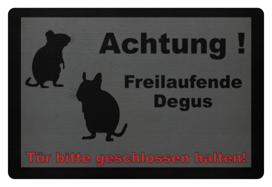 Zeigt achtung degus schoner spruch lustiges degu motiv geschenkidee fussmatte in Farbe Gelb