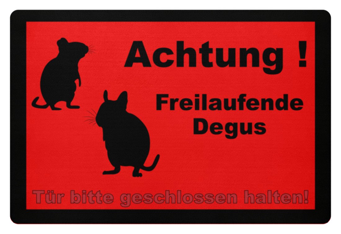 Zeigt achtung degus schoner spruch lustiges degu motiv geschenkidee fussmatte in Farbe Rubinrot