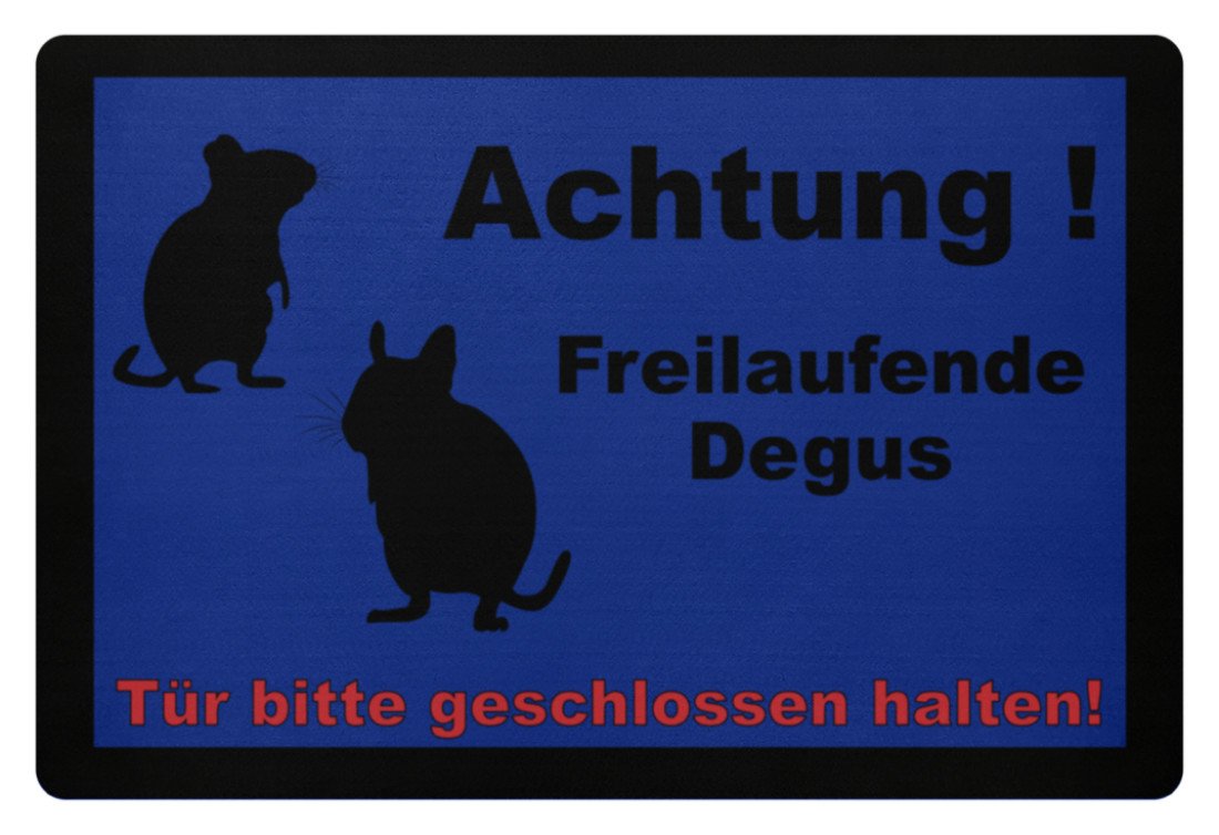 Zeigt achtung degus schoner spruch lustiges degu motiv geschenkidee fussmatte in Farbe Royal Blau