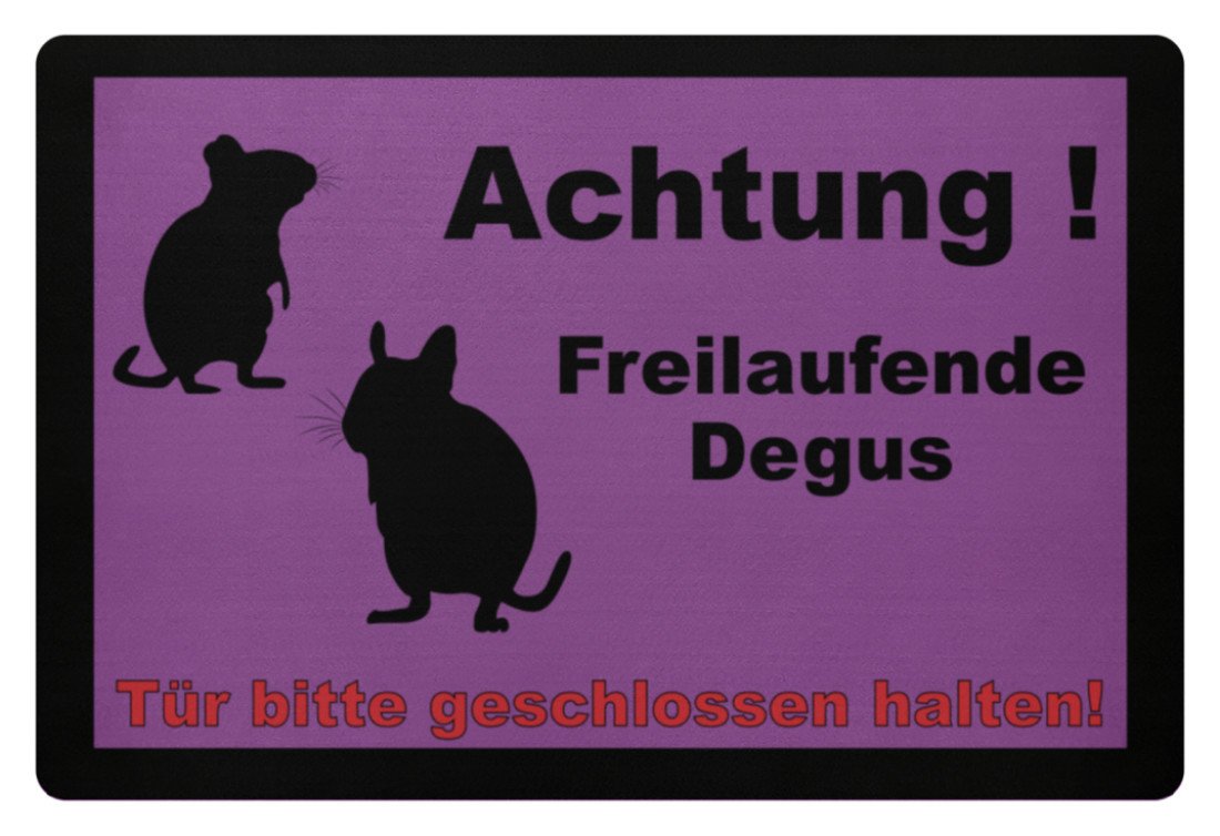 Zeigt achtung degus schoner spruch lustiges degu motiv geschenkidee fussmatte in Farbe Pink