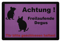 Zeigt achtung degus schoner spruch lustiges degu motiv geschenkidee fussmatte in Farbe Pink