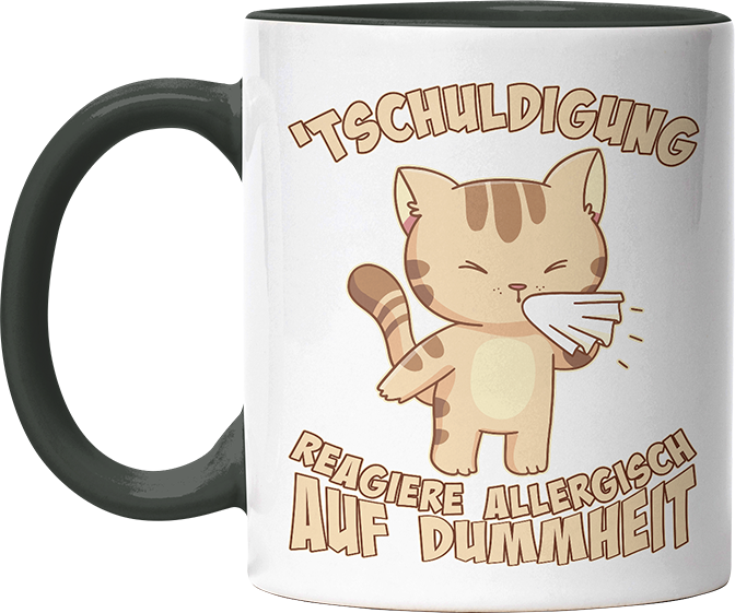 Tschuldigung reagiere allergisch auf Dummheit Katze 1 Witzige Black Tasse kaufen Geschenk