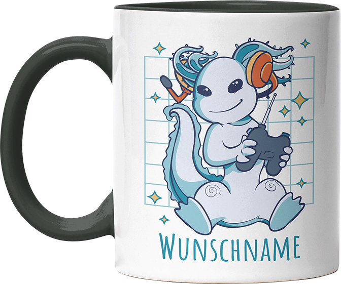 Axolotl Gamer Personalisierbar Name Witzige Black Tasse kaufen Geschenk