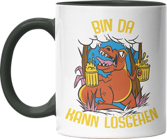 Bin da kann losgehen T Rex Bier Witzige Black Tasse kaufen Geschenk