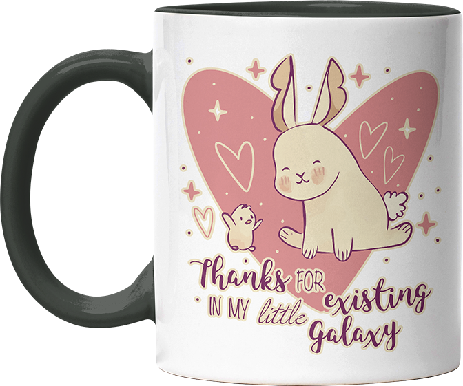 1WH Thanks for existing in my little Galaxy Hase Küken Witzige Black Tasse kaufen Geschenk