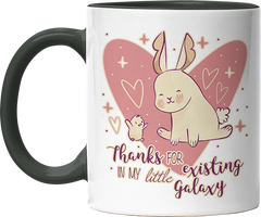 1WH Thanks for existing in my little Galaxy Hase Küken Witzige Black Tasse kaufen Geschenk