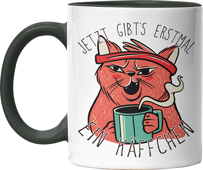 Jetzt gibts erstmal ein Käffchen Katze 2 Witzige Black Tasse kaufen Geschenk