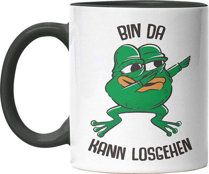 Bin da kann losgehen Frosch Witzige Black Tasse kaufen Geschenk