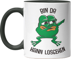 Bin da kann losgehen Frosch Witzige Black Tasse kaufen Geschenk