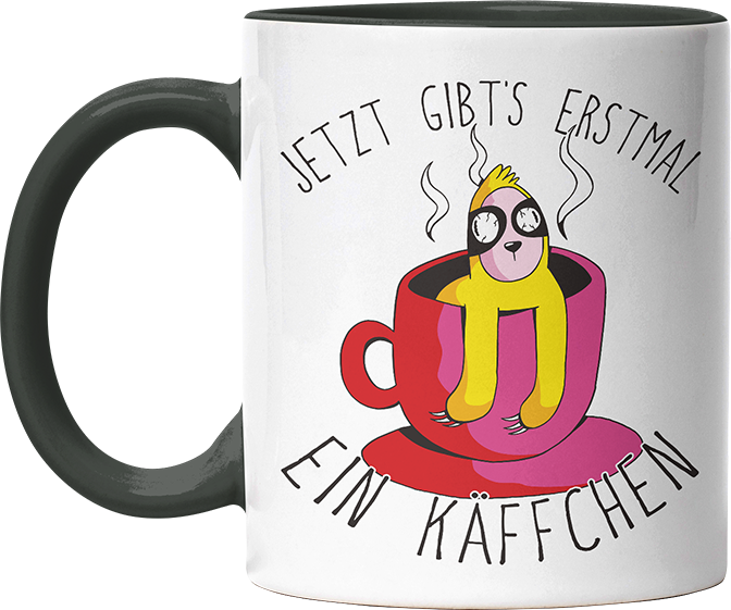 Jetzt gibts erstmal ein Käffchen Faultier 2 Witzige Black Tasse kaufen Geschenk
