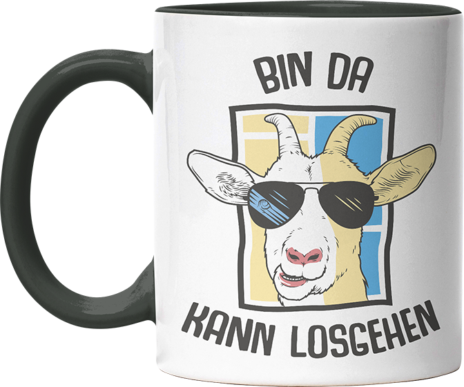 Bin da kann losgehen Ziege Witzige Black Tasse kaufen Geschenk