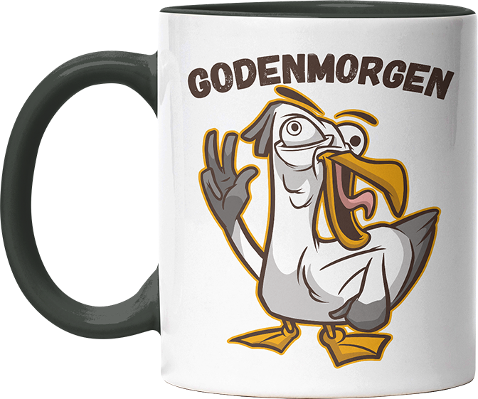 Godenmorgen Plattdeutsch Möwe Witzige Black Tasse kaufen Geschenk
