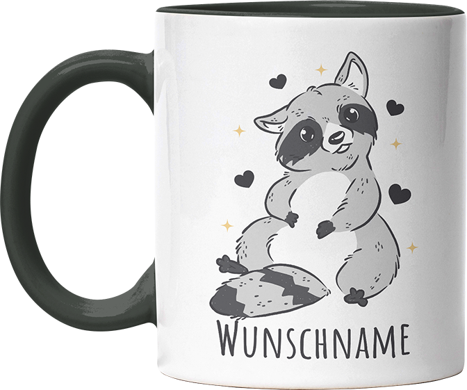 Waschbär Personalisierbar Name Witzige Black Tasse kaufen Geschenk