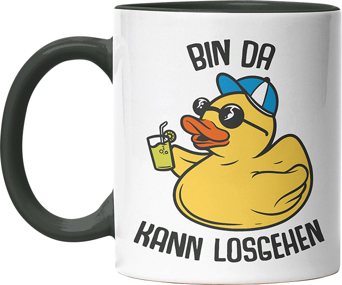 Bin da kann losgehen Badeentchen Witzige Black Tasse kaufen Geschenk