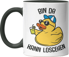 Bin da kann losgehen Badeentchen Witzige Black Tasse kaufen Geschenk