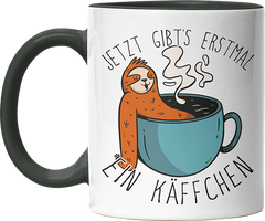 Jetzt gibts erstmal ein Käffchen Faultier 1 Witzige Black Tasse kaufen Geschenk