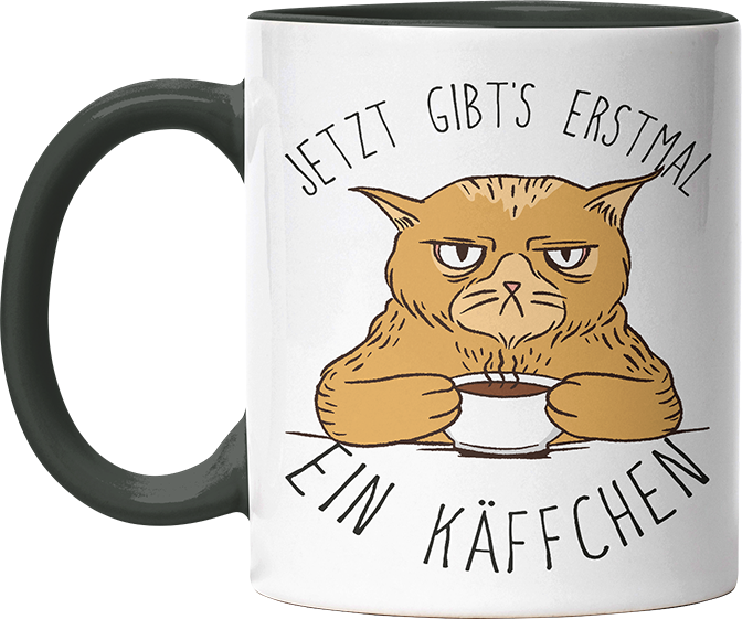 Jetzt gibts erstmal ein Käffchen Katze 1 Witzige Black Tasse kaufen Geschenk