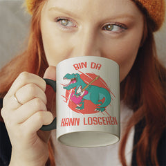Bin da kann losgehen T Rex 1 Witzige schwarze Tasse kaufen Geschenk