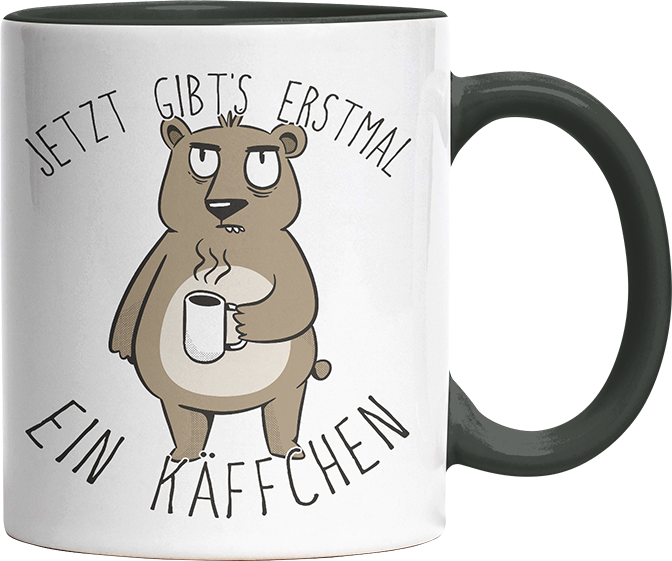 Jetzt gibts erstmal ein Käffchen Bär 2 Witzige Black Tasse kaufen Geschenk