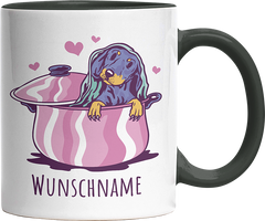 Dackel in Kochtopf Personalisierbar Name Witzige Black Tasse kaufen Geschenk