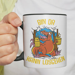 Bin da kann losgehen T Rex Bier Witzige schwarze Tasse kaufen Geschenk
