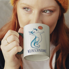 Axolotl Volleyball Kaffee Personalisierbar Name Witzige schwarze Tasse kaufen Geschenk