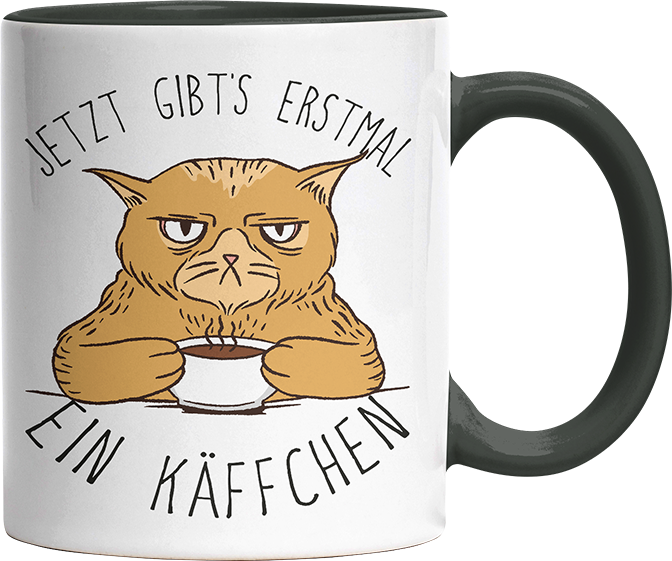 Jetzt gibts erstmal ein Käffchen Katze 1 Witzige Black Tasse kaufen Geschenk
