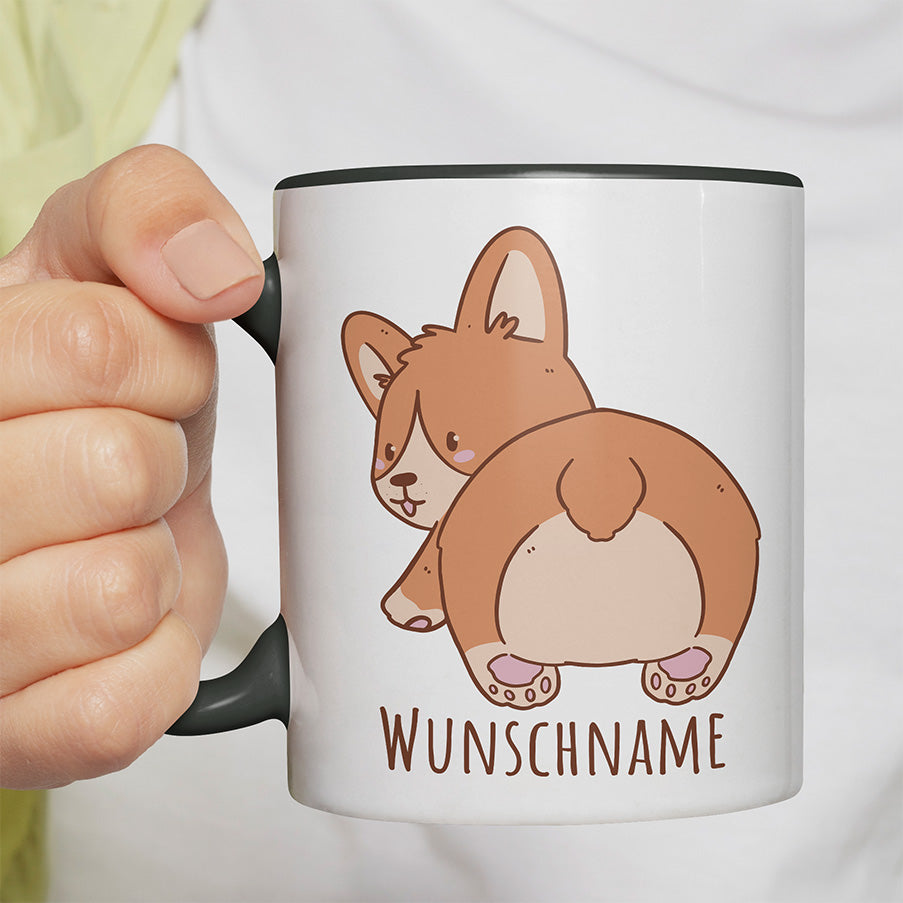 Corgi Popo Kaffee Personalisierbar Name Witzige schwarze Tasse kaufen Geschenk
