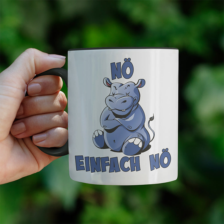 Nö Einfach Nö Hippo Witzige schwarze Tasse kaufen Geschenk