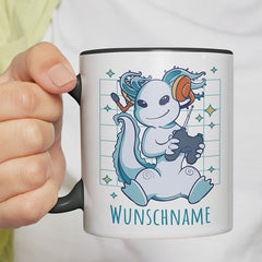 Axolotl Gamer Personalisierbar Name Witzige schwarze Tasse kaufen Geschenk
