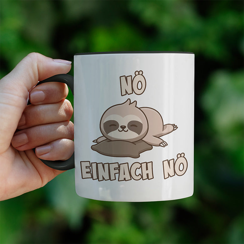 Nö Einfach Nö Faultier 2 Witzige schwarze Tasse kaufen Geschenk
