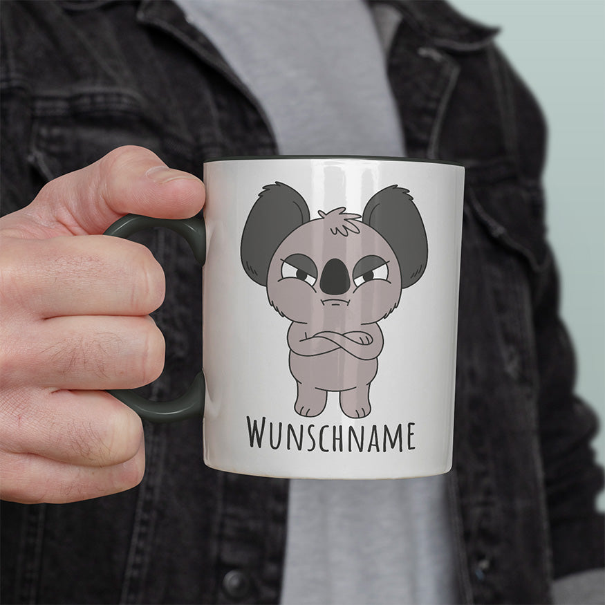 Genervter Koala Personalisierbar Name Witzige schwarze Tasse kaufen Geschenk