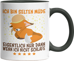 Ich bin selten müde eigentlich nur wenn ich nicht schlafe Fox Witzige Black Tasse kaufen Geschenk