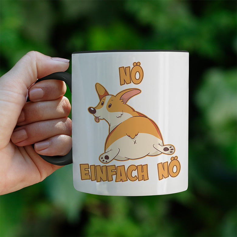 Nö Einfach Nö Corgi zeigt Hintern Witzige schwarze Tasse kaufen Geschenk