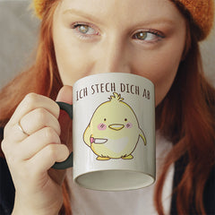 Ich stech dich ab Hühnchen Witzige schwarze Tasse kaufen Geschenk