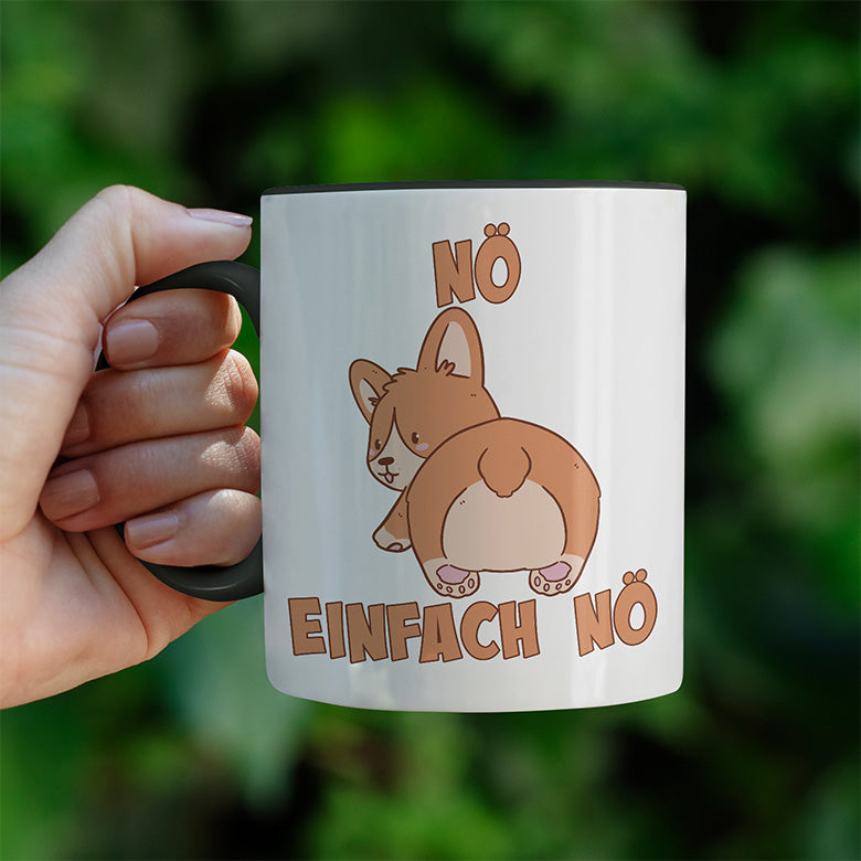 Nö Einfach Nö Corgi Witzige schwarze Tasse kaufen Geschenk