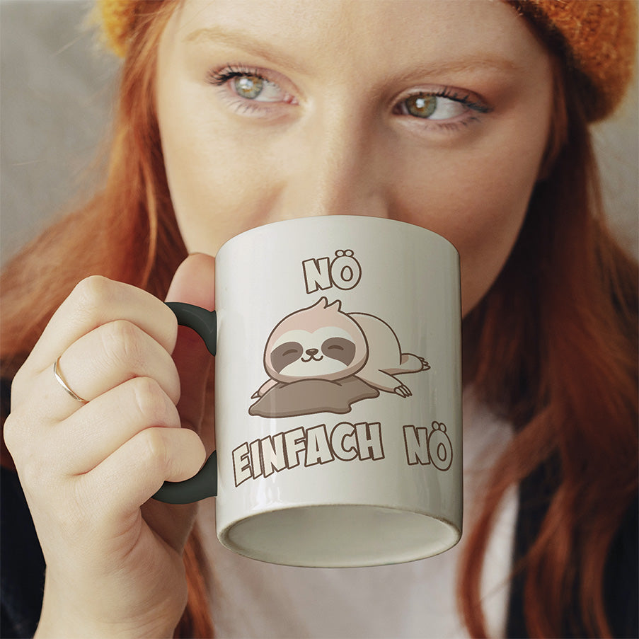 Nö Einfach Nö Faultier 2 Witzige schwarze Tasse kaufen Geschenk