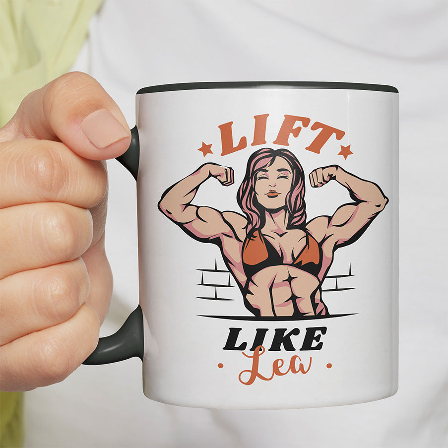 Lift Like Bodybuilderin Personalisierbar Name Witzige schwarze Tasse kaufen Geschenk