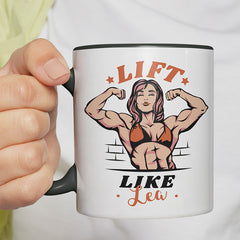 Lift Like Bodybuilderin Personalisierbar Name Witzige schwarze Tasse kaufen Geschenk