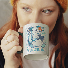 Axolotl Gamer Personalisierbar Name Witzige schwarze Tasse kaufen Geschenk