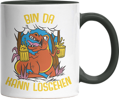 Bin da kann losgehen T Rex Bier Witzige Black Tasse kaufen Geschenk