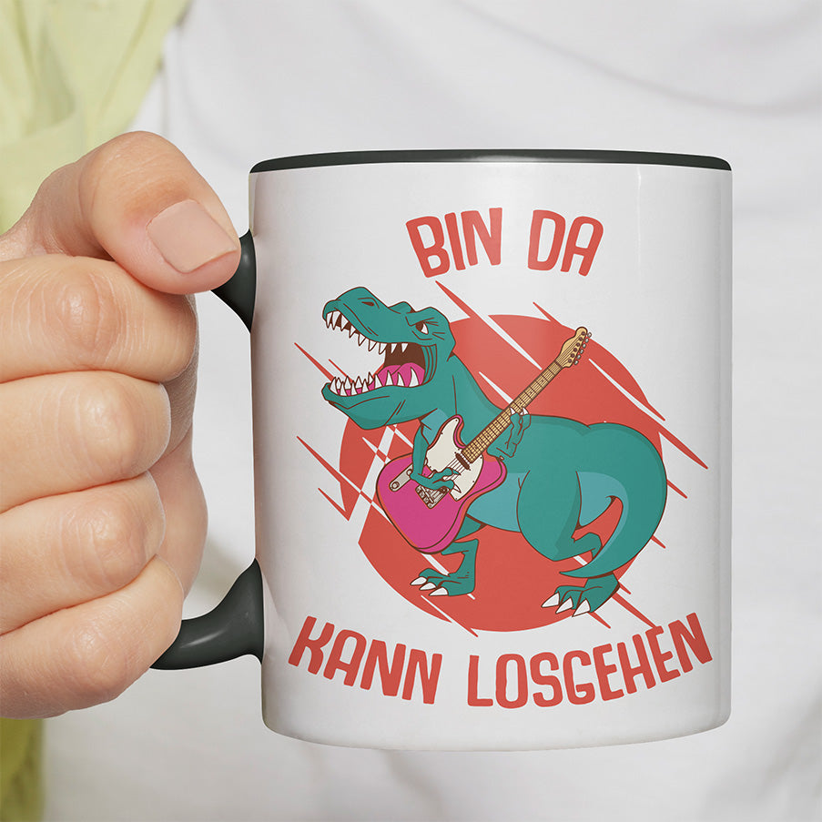 Bin da kann losgehen T Rex 1 Witzige schwarze Tasse kaufen Geschenk