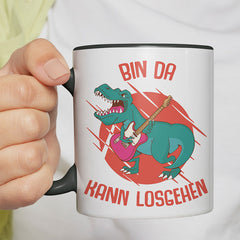 Bin da kann losgehen T Rex 1 Witzige schwarze Tasse kaufen Geschenk