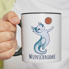 Axolotl Volleyball Kaffee Personalisierbar Name Witzige schwarze Tasse kaufen Geschenk