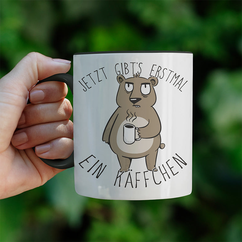 Jetzt gibts erstmal ein Käffchen Bär 2 Witzige schwarze Tasse kaufen Geschenk