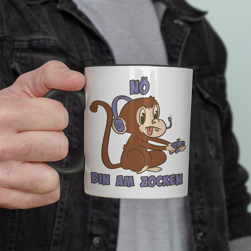Affe Nö bin am zocken Witzige schwarze Tasse kaufen Geschenk