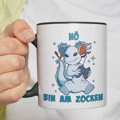 Axolotl Nö bin am zocken Witzige schwarze Tasse kaufen Geschenk